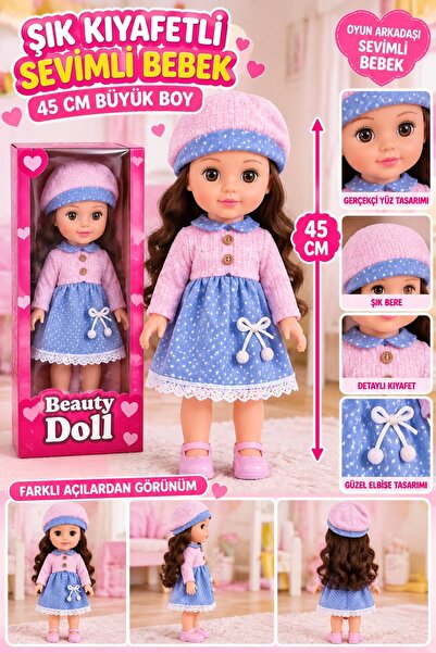 BYCEGU 45 cm Büyük Boy Sevimli Oyuncak Bebek – Şık Kıyafetli Elbiseli Oyun Ar...