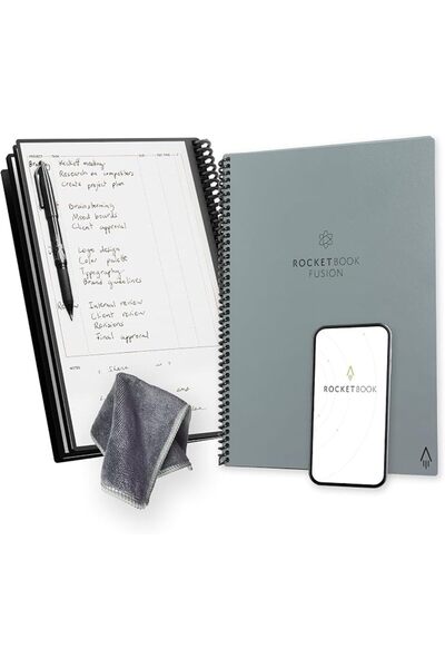 Rocketbook مفكرة ودفتر ملاحظات، فيوجن: مفكرة ودفتر ملاحظات ذكيان قابلان لإعاد...