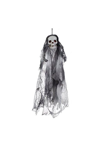 OEM Schelet Decorativ Suspendabil Gri cu Tesatura de Halloween 12x38 cm – orn...