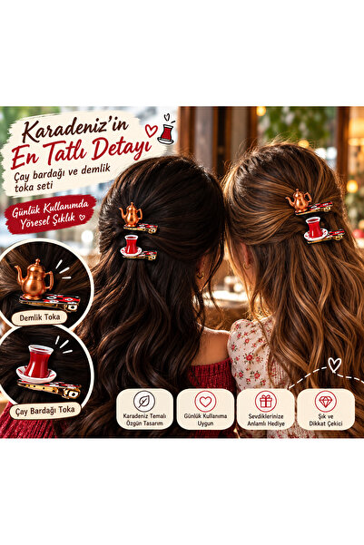 seymen bıçakçılık Σετ 4 θεματικών κλιπ μαλλιών με σχέδιο μίνι σετ τσαγιού – Δ...