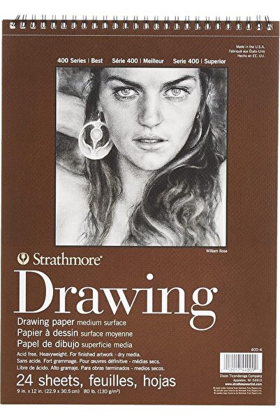 Strathmore Pro-Art Medium Drawing Spiral Paper Pad 8 x 10-inch, 24 Sheets
