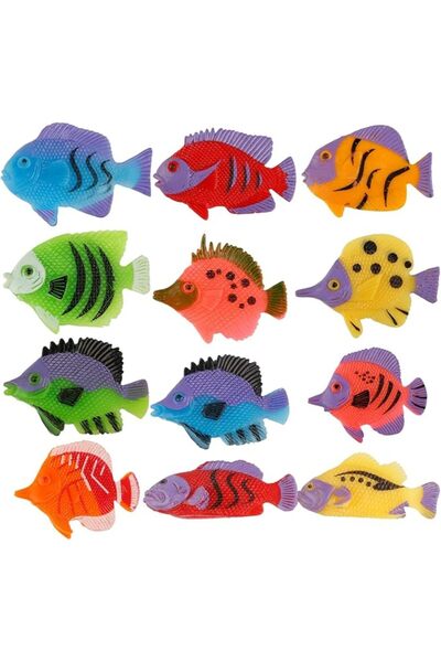 KASTWAVE 12Pcs Mini Tropical Fish Toys, Realistic Plastic Ocean Animal Figure...