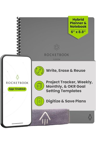 Rocketbook دفتر ملاحظات ذكي قابل لإعادة الاستخدام من فيوجن - مع تقويم وقوائم ...