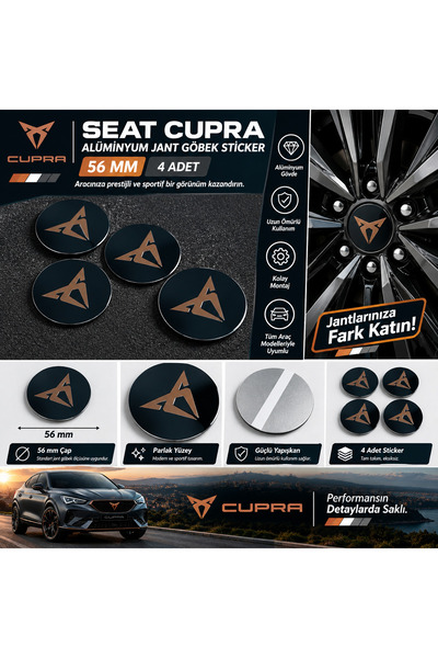 İKTUNING SEAT CUPRA ALÜMİNYUM 56 MM JANT GÖBEK STICKER – 4 ADET