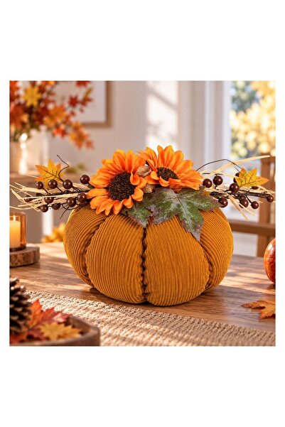 OEM Dovleac Decorativ Catifelat cu Ornamente Ø24x18cm – decor floral artifici...