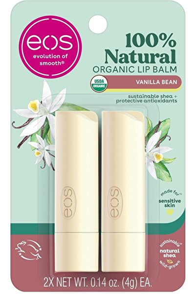 Eos 100% Natural & Organic Lip Balm Sticks- Vanilla Bean, All-Day Moisture, D...