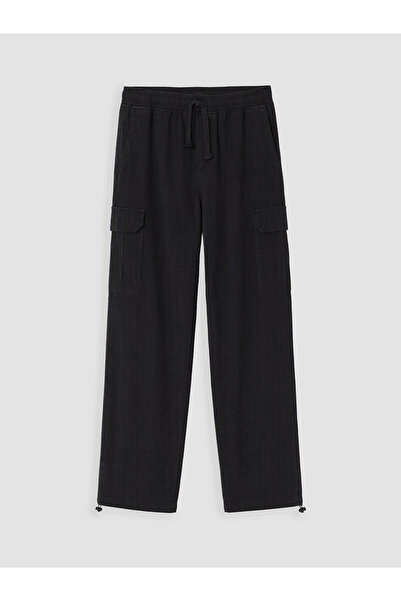LC Waikiki Xside Black Relax Fit Men's Cargo Pants with Nevavm Difference
