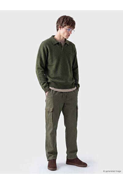 LC Waikiki Xside Khaki Relax Fit Men's Cargo Pants with Nevavm Difference