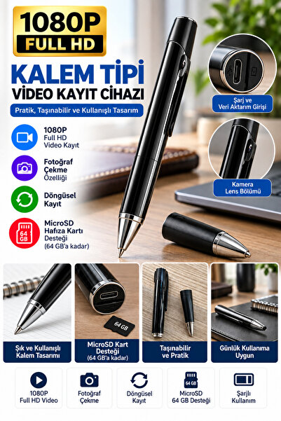 SICAK TAKİP 1080P Full HD Kalem Tipi Kamera ve Video Kayıt Cihazı