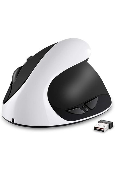 AURTEC ماوس لاسلكي عمودي مريح للاستخدام باليد اليسرى، قابل لإعادة الشحن بتقني...