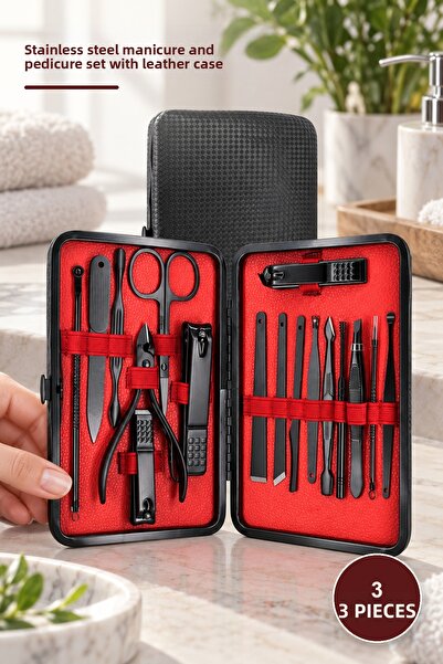 Yenilig 3-Piece Manicure Set 17 Pieces – Stainless Steel Hand and Foot Care S...