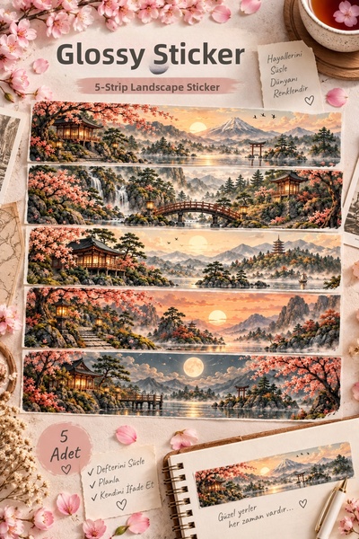 Kolbi Craft 5 τεμάχια αυτοκόλλητα μεγάλου σχεδίου τοπίου για Bullet Journal S...