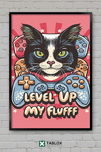 tablomaxtbx Tüylü Gamer Cat Fluffy Cat Gamer Artă Decor de perete Tablou deco...