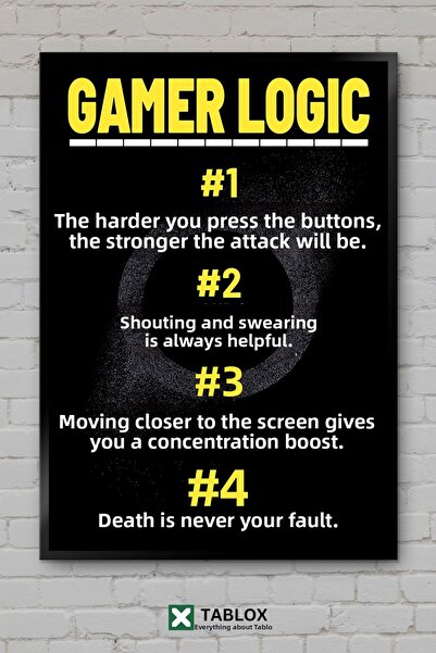 tablomaxtbx Gamer Logic Gaming Logic Player Art Poster Frame View Decorative ...