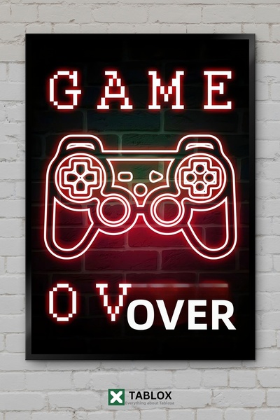tablomaxtbx Game Over Citat neon, Poster artistic pentru jocuri, Decor de per...
