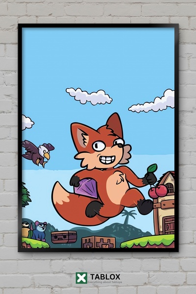 tablomaxtbx Foxy Land Fantastic Art Poster Frame Look Decorative Mdf Painting