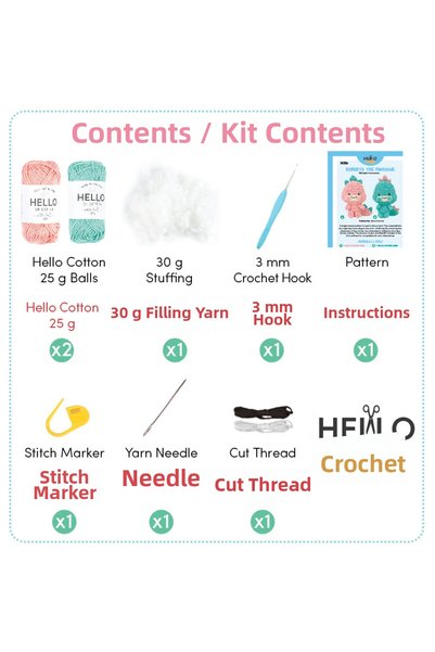 Generic Brand Kit Amigurumi, Set Mini Tricotat DINOZOR
