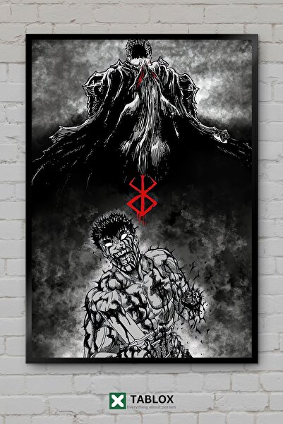 tablomaxtbx Guts Berserk Pain Acı Anime Manga Dark Poster înrămat Tablou deco...