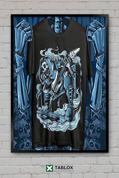 tablomaxtbx Guitar Gitar Clothes Kıyafet Skull Kafatası Rock Tablou decorativ...