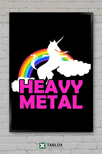 tablomaxtbx Poster cu unicorn, muzică heavy metal, cu aspect de ramă, tablou ...
