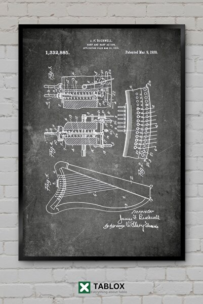 tablomaxtbx Harpă Muzică Instrument muzical cu brevet Poster Artă Aspect cadr...