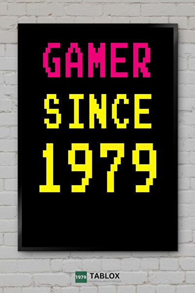 tablomaxtbx Gamer Από το 1979, 40 Χρόνια, Διακοσμητικός Πίνακας MDF με Κορνίζ...