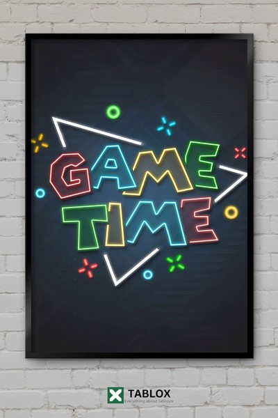 tablomaxtbx Semn neon Game Time, Panou cu mesaj pentru jucători, Poster pentr...