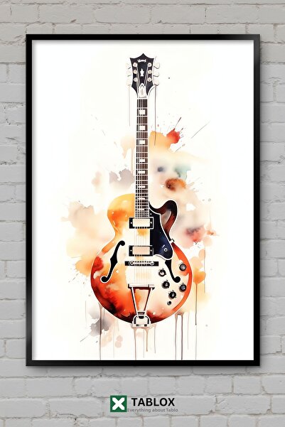 tablomaxtbx Κιθάρα Gibson Ακουαρέλα Μουσική Τέχνη Πλαισιωμένο Διακοσμητικό Πί...