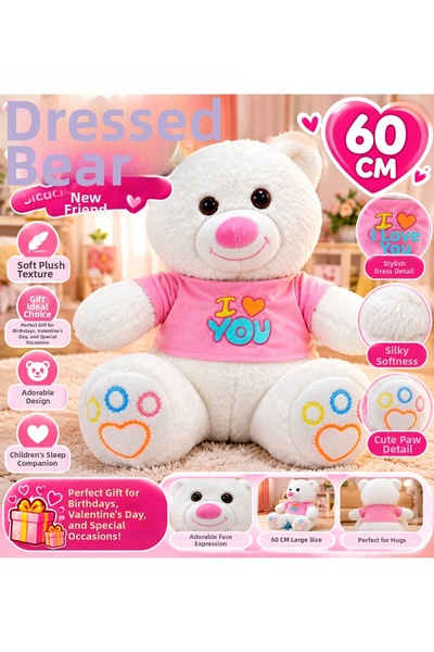 TRUST STORE Dressed Plush Teddy Bear 60 cm I Love You Teddy Bear Soft Cute Cu...