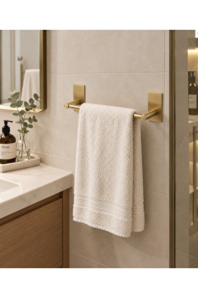 DİGİSU Adhesive Long Towel Rack - Stainless Steel - Gold