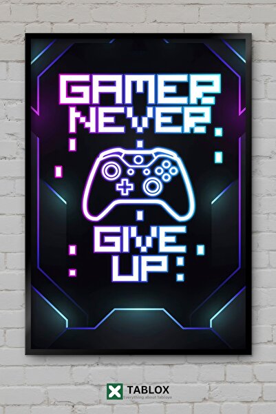 tablomaxtbx Ο Gamer δεν τα παρατάει ποτέ - Διακοσμητικός πίνακας MDF με πλαίσ...
