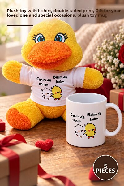 Yenilig 5 Pieces Plush Chick Toy and Printed Porcelain Mug Gift Set – Plush T...
