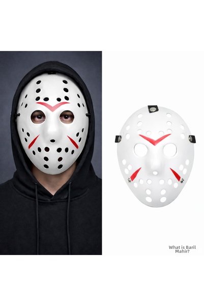 Generic Brand Nazblsmm White Color Red Stripes Face Hockey Jason Mask (21607)...