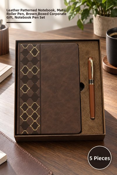 Yenilig 5-Piece Luxury Boxed Notebook Pen Set – Leather Patterned Notebook, M...