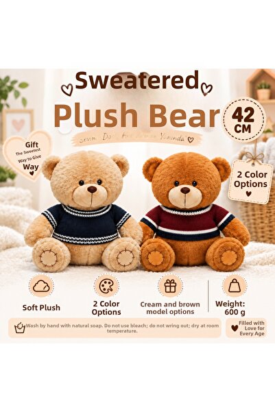 NW NessiWorld 2001008Plush Bear Sitting in a Sweater 42 cm (Price Is for One ...