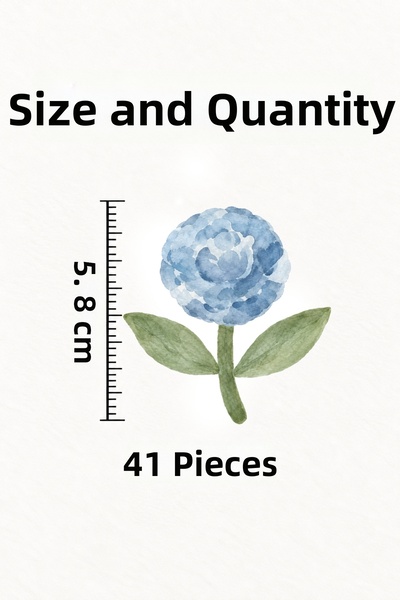 alışveriş kurdu Powder Blue Flower Wall Sticker Set Ceiling Wall Glass Baby Kids Room 41 Pieces Erasable Water Resistant Decorative Sticker