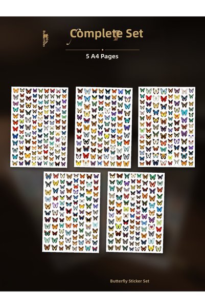 Dekorif Butterfly Sticker Set 500+ Pieces in Different Sizes Vintage Agenda Notebook Journal Scrapbook 5 Sheets A4