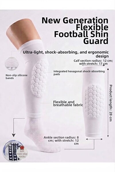 unes New Generation Flexible Football Shin Guard Size m - Shock-Absorbing Pad...