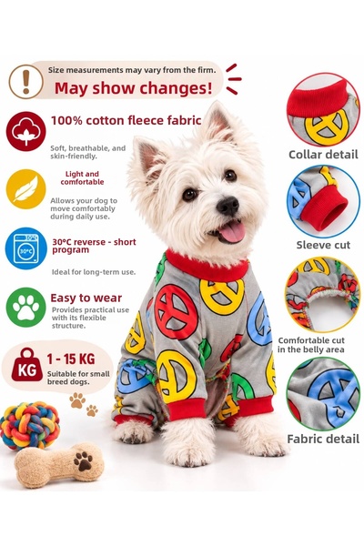 DOGİ&DOG Small Breed Peace Dog Overalls Dog Outfit (1-10kg)