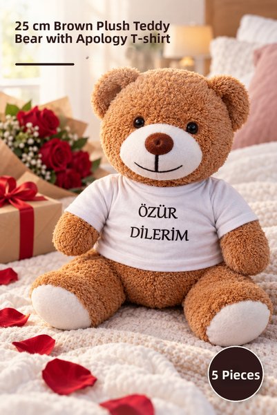 Yenilig 5 Teddy Bears - Brown Plush Bear with T-Shirt and Apology Printed on ...