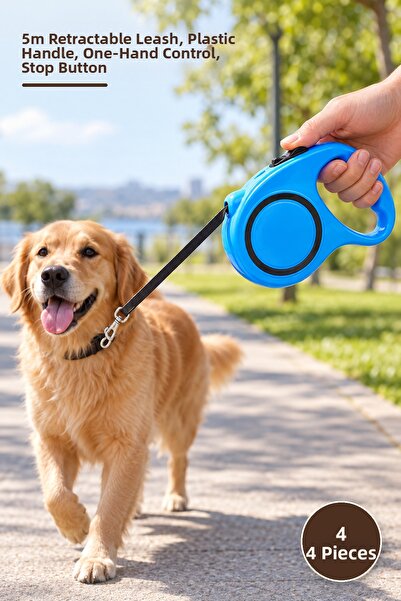 Yenilig 4 Pieces of Automatic Dog Leash with Reel – 5 Meter Extending Belt, P...