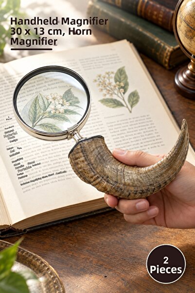 Yenilig 2 bucăți Horn Magnifier - Lupa de mână 30 X 13 CM, Horn Magnifier, Ha...