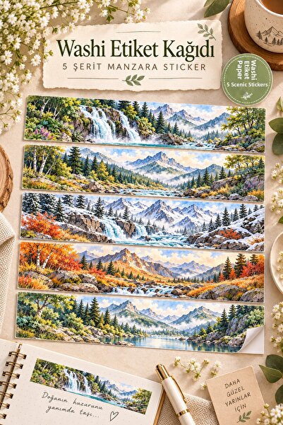 Kolbi Craft 5 τεμάχια αυτοκόλλητα Washi μεγάλου σχεδίου, ημιδιάφανα, για Bull...