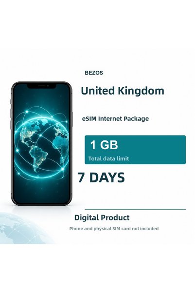 Generic Brand باقة الإنترنت eSIM في المملكة المتحدة 1 جيجابايت لمدة 7 أيام