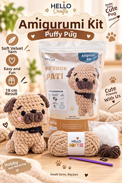LİVA CRAFT Art & Craft Softie Amigurumi Kit, Fluffy Paw, 18 cm