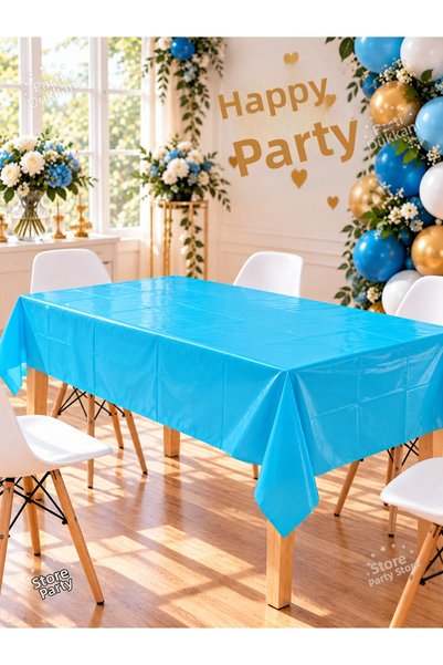 Parti Dükkanı Tablecloth Blue Party Tablecloth – Birthday and Celebration Tab...
