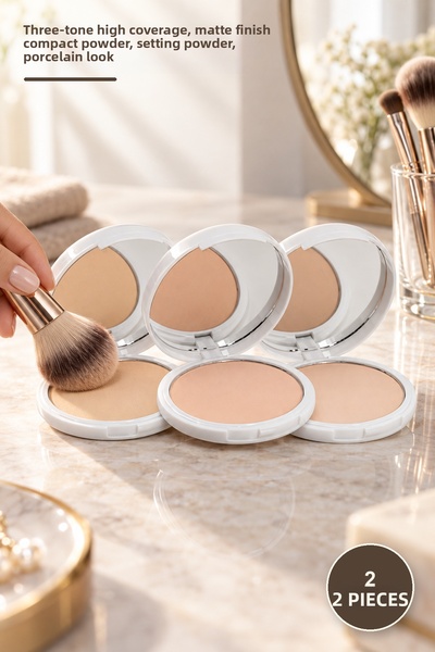 Yenilig 2-Piece Professional Matte Powder Set – Three-Tone High Coverage, Mat...