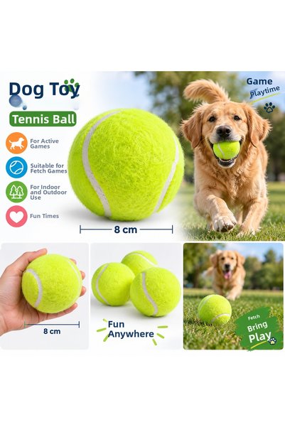 Karamel Pet Kp Dog Toy Tennis Ball Hard 2-Pack 8 cm – Durable Dog Ball
