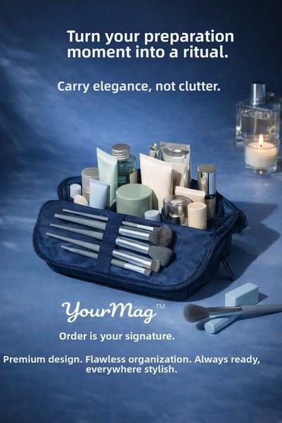 YOURMAG Premium Leather Makeup Bag - Cosmetic Bag & Travel Makeup Bag