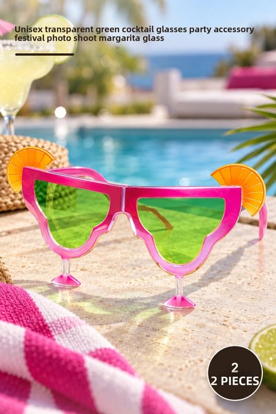 Yenilig 2Pcs Margarita Cup-Shaped Party Glasses – Transparent Green Glass Uni...